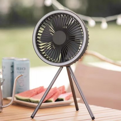 Floor Lamp Tripod - Ventilatore Portatile da Campeggio con Luce